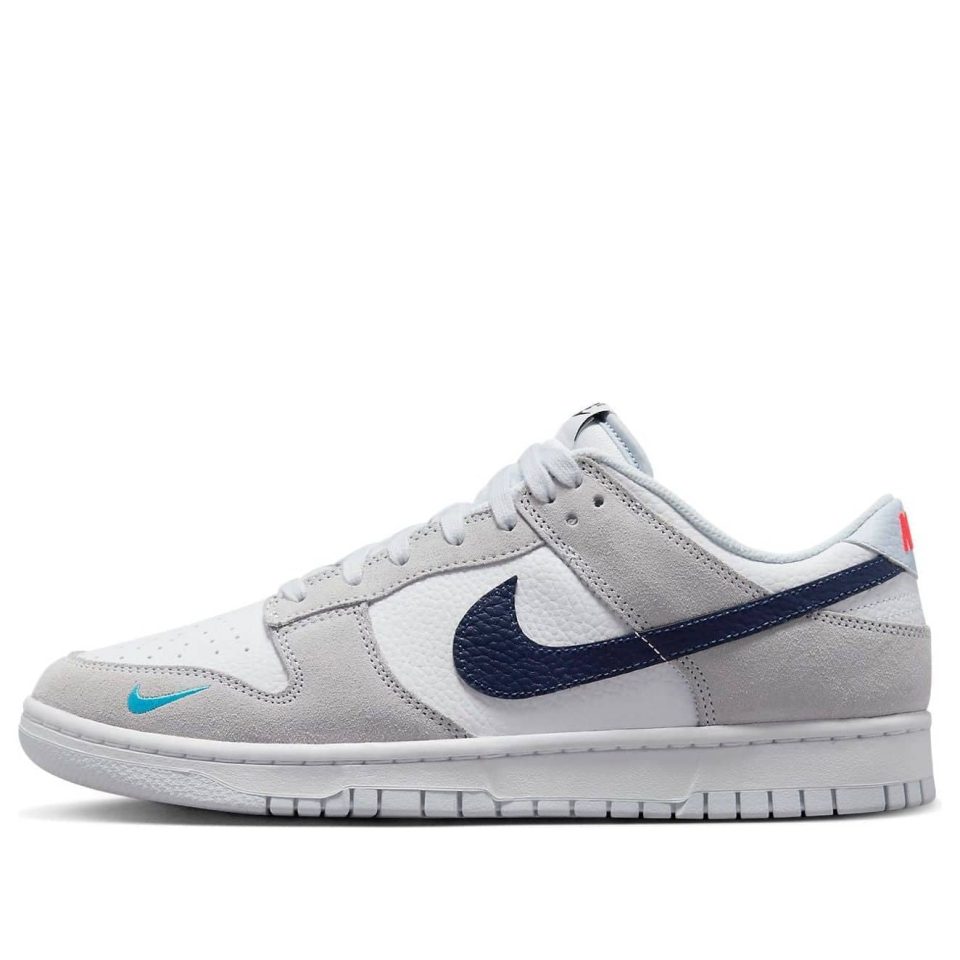 Nike Dunk Low 'Mini Swoosh ?C White Grey Navy Aqua'